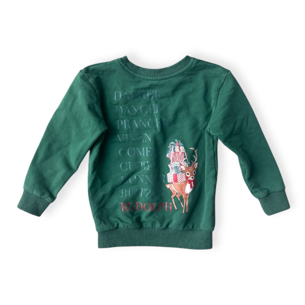 Velvet Fawn Gangs All Deer Classic Pullover in Evergreen in Child Small (3/4) - Picture 5 of 7